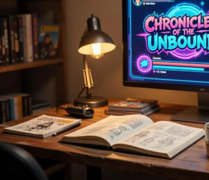 Stylizowana scena z gry indie z artystyczną grafiką i nastrojowym oświetleniem